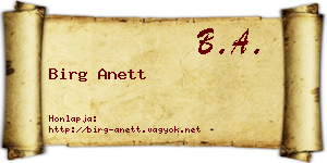 Birg Anett névjegykártya